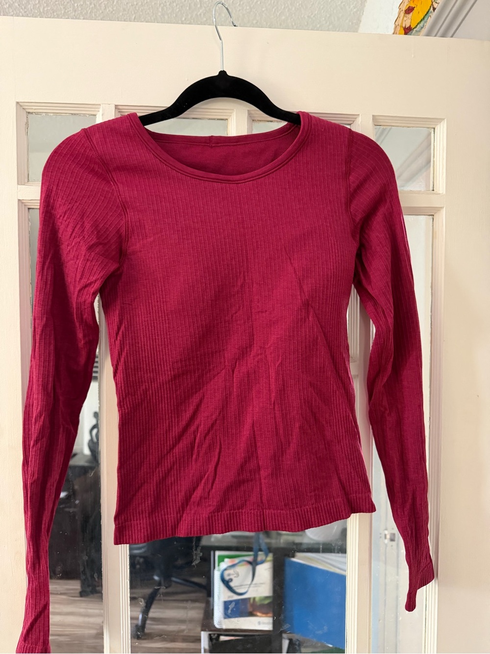 Women's Long Sleeve Ribbed Top - Pink